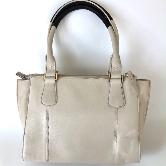 Cole Haan Cream & Black Leather Tote